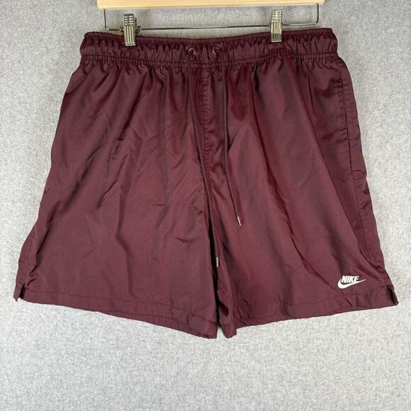 Nike Mens Size Large Athletic Workout Shorts Burgundy Drawstring Elastic Waist - Picture 1 of 9
